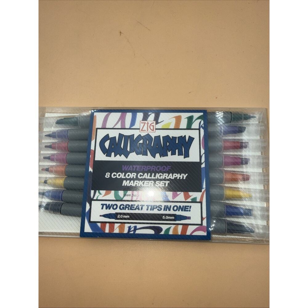 Kuretake ZIG Calligraphy Pens, 8 Colors set, 2mm. 5mm Dual Tip Markers,